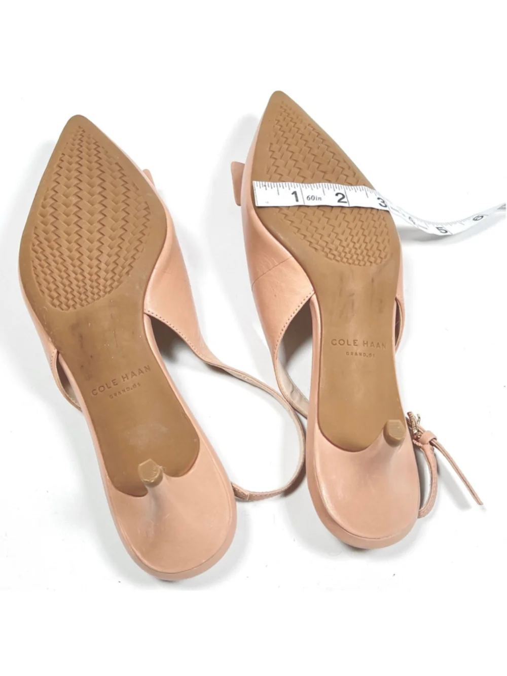 Cole Haan Womans Heels Beige Leather Slingback Kitten Heel Pumps Size 8B - Picture 8 of 8